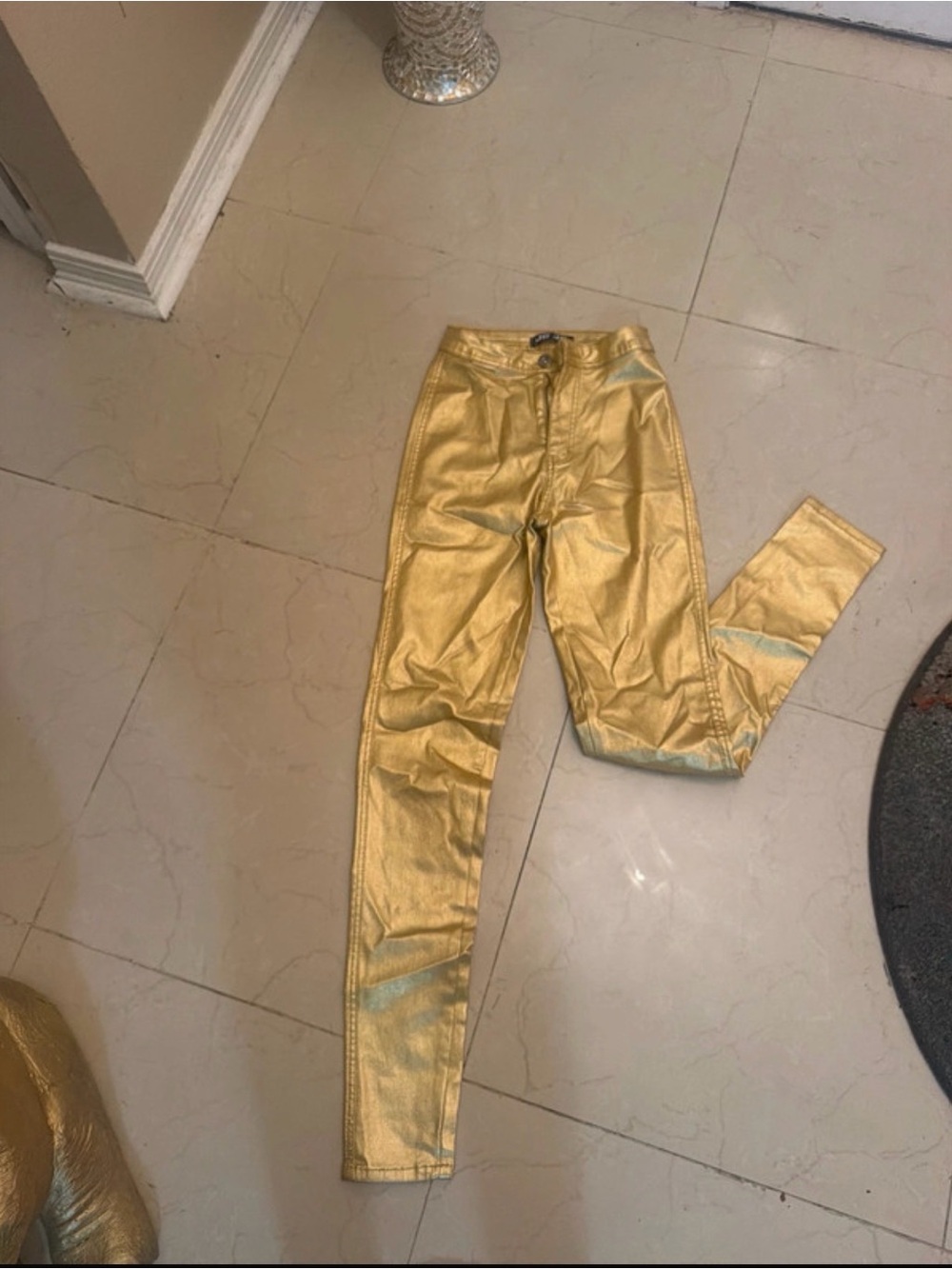 Metallic Gold High-Waist Women’s Jeans